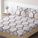 HOKIPO Brushed Microfiber 140 GSM Fitted Bedsheets King Size Double Bed, 78 x 72 inches with 2 Pillow Cover, Rhombus Grey (IN-636-D16)