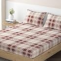 HOKIPO Brushed Microfiber 140 GSM Printed Elastic Queen Size Fitted Bedsheet, 78x60 inches with 2 Pillow Cover, Polka Rhombus Multicolor (IN-637-D15)