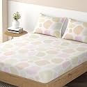 HOKIPO Brushed Microfiber 135 GSM Printed Fitted Bedsheets Single Bed, 78 x 36 inches with 1 Pillow Cover, Abstract Pebbles Pastel Multicolor (IN-635-D4)