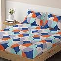 HOKIPO Brushed Microfiber 140 GSM Printed Fitted Bedsheets Single Bed, 78 x 36 inches with 1 Pillow Cover, Square Brown (IN-638-D17)