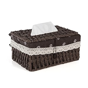 hokipo handwoven small eco-friendly paper weave tissue paper holder beige ar-3899-bge