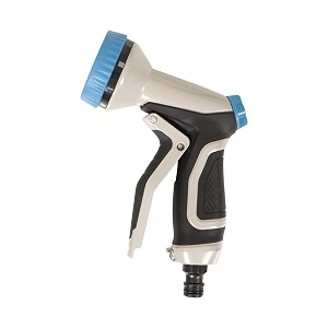 hokipo plastic heavy duty cast aluminium 9 pattern garden hose nozzle water spray gun blue ar-3861