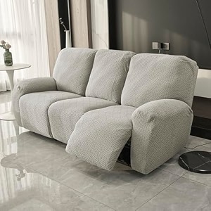 hokipo premium 170gsm jacquard 1 seater recliner sofa cover taupe brown ar-5360-khk