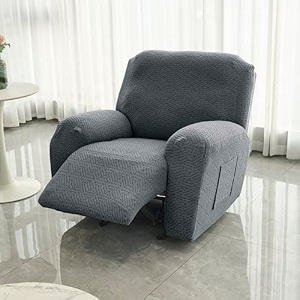 hokipo premium 170gsm jacquard 1 seater recliner sofa cover dark grey ar-5360-dgry