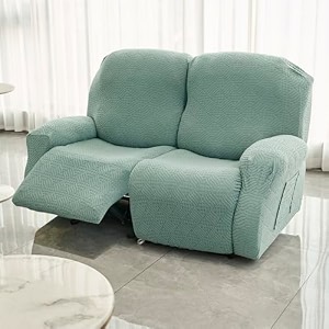 hokipo jacquard 170gsm fully covered recliner sofa cover 2 seater green ar-5361-gr
