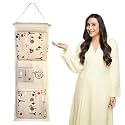 HOKIPO Lace Fabric 3-Layer Pocket Wall Door Cloth Colorful Hanging Clothing Storage Bags (Cream, 29 x 73 cm)