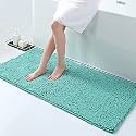 HOKIPO Chenille Microfiber Rectangular Bathroom Mats For Home, 45X60 Cm, Turquoise (Ar3797)