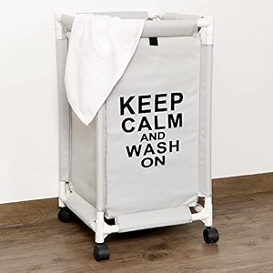 hokipo laundry basket with wheels hamper grey keep calm print