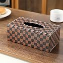 HOKIPO Leatherette Tissue Holder, Brown Checks (AR4081-D2)