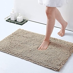 hokipo chenille luxury bath rug extra soft and absorbent large bathroom rectangular mat 50x80 cm brown ar3798