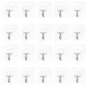 HOKIPO Magic Sticker Series Adhesive Hooks for Heavy Items - Load Capacity 5 KG, Pack of 20 (Model - AR3475*20), Silver and Clear