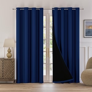 HOKIPO Midnight True Blackout Curtains 7 Feet
