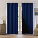 HOKIPO Midnight True Blackout Curtains 7 Feet