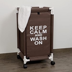 hokipo laundry basket with wheels hamper brown keep calm print