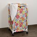 HOKIPO Laundry Basket with Wheels, Hamper, Brown, Keep Calm Print