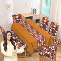 HOKiPO Polyester 6 Seater Chair Geometric Cover