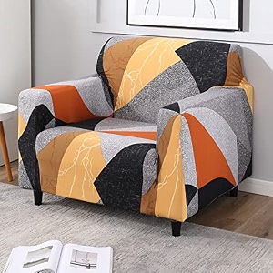 hokipo polyester blend elastic stretchable sofa cover 1 seater ar-4099-s3 multicolor