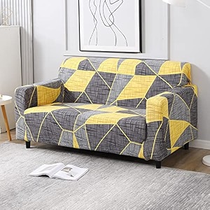 hokipo polyester blend elastic stretchable sofa cover 2 seater ar-4278-e13 grey
