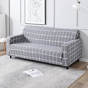 hokipo polyester blend elastic stretchable sofa cover 3 seater ar-4279-e19 grey