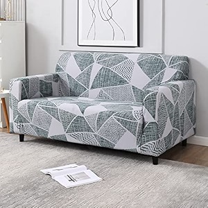 hokipo polyester blend elastic stretchable universal sofa cover 2 seater ar-4100-s4 grey