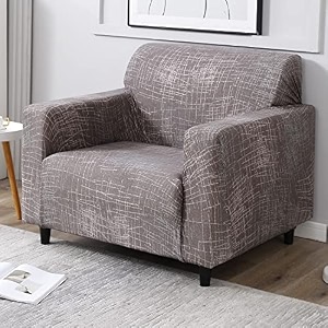 hokipo polyester blend stretchable elastic couch cover 1 seater ar-4277-e18 brown
