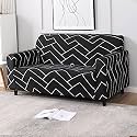 HOKIPO Sofa Cover 1 Seater Fully Covered, Stone Grey Lines