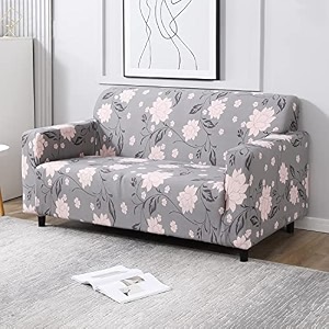 hokipo polyester blend stretchable elastic cover for sofa 2 seater ar-4278-e11 grey