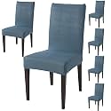 HOKIPO Stretchable Dining Chair Cover Set of 6 Washable Slip Covers (AR-4075-D5*6), Polyester Blend