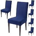 HOKIPO Polyester Blend Washable Elastic Slipcover Stretchable 6 Seat Cover for Chairs (Royal Blue, 45-70 cm, 38-52 cm, 38-52 cm, AR-4075-D9*6)