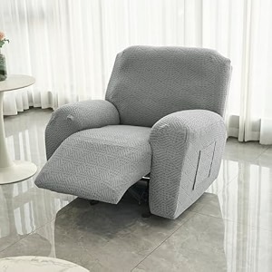 hokipo jacquard 170gsm fully covered recliner sofa cover 2 seater light grey ar-5361-lgry