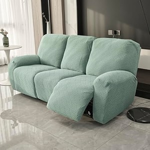hokipo premium 170gsm jacquard 1 seater recliner sofa cover green ar-5360-gr