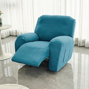 hokipo premium 170gsm jacquard 1 seater recliner chair cover turquoise ar-5360-trq