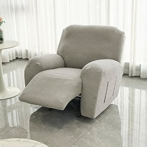 hokipo premium 170gsm jacquard 1 seater recliner sofa cover taupe brown ar-5360-khk