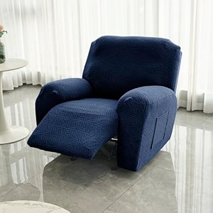 hokipo premium 170gsm jacquard 1 seater recliner sofa cover navy blue ar-5360-nblu