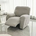 HOKIPO Premium 170gsm, Jacquard 1 Seater Recliner Sofa Cover, Taupe Brown (AR-5360-KHK)
