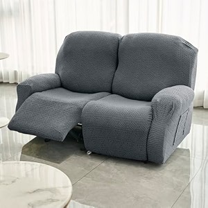 hokipo premium 170gsm jacquard 1 seater recliner sofa cover dark grey ar-5360-dgry