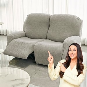 hokipo premium 170gsm jacquard 1 seater recliner sofa cover taupe brown ar-5360-khk