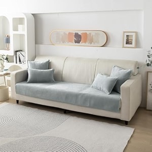 hokipo premium chenille anti slip sofa seat mat for 3 seater light grey new-ar-5148-lgry