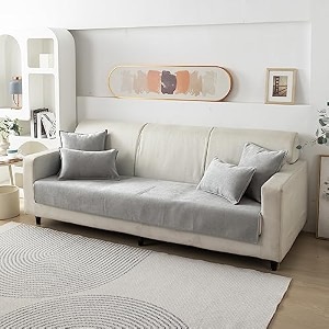 hokipo premium chenille anti slip sofa seat mat for 3 seater light grey ar-5148-lgry
