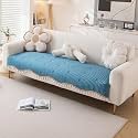 HOKIPO Frilora Sofa Cover Mat 160 cm, Peacock Blue
