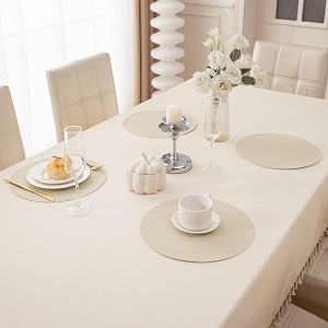 hokipo faux leather round placemats set of 4 dining table mats cream