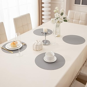 hokipo faux leather round placemats set of 4 dining table mats moon grey