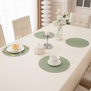 hokipo faux leather round placemats set of 4 table mats pistachio green