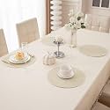 HOKIPO Faux Leather Round Placemats Set of 4 Dining Table Mats, Cream