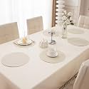 HOKIPO Faux Leather Round Placemats Set of 4 Dining Table Mats, Cream
