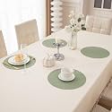HOKIPO Faux Leather Round Placemats Set of 4 Table Mats, Pistachio Green