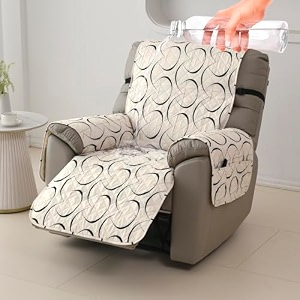 hokipo waterproof quilted recliner mat 1 seater natural beige abstract art