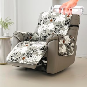 hokipo waterproof quilted recliner mat 1 seater beige abstract geometry