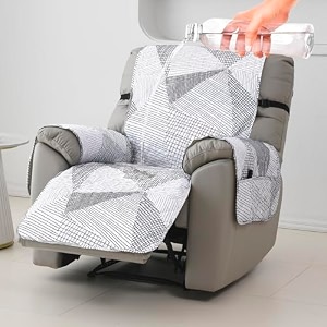 hokipo waterproof quilted recliner mat 1 seater snow white black geometry