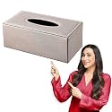 HOKIPO PU Leather Tissue Box Holder, Brown (AR4081-D1)